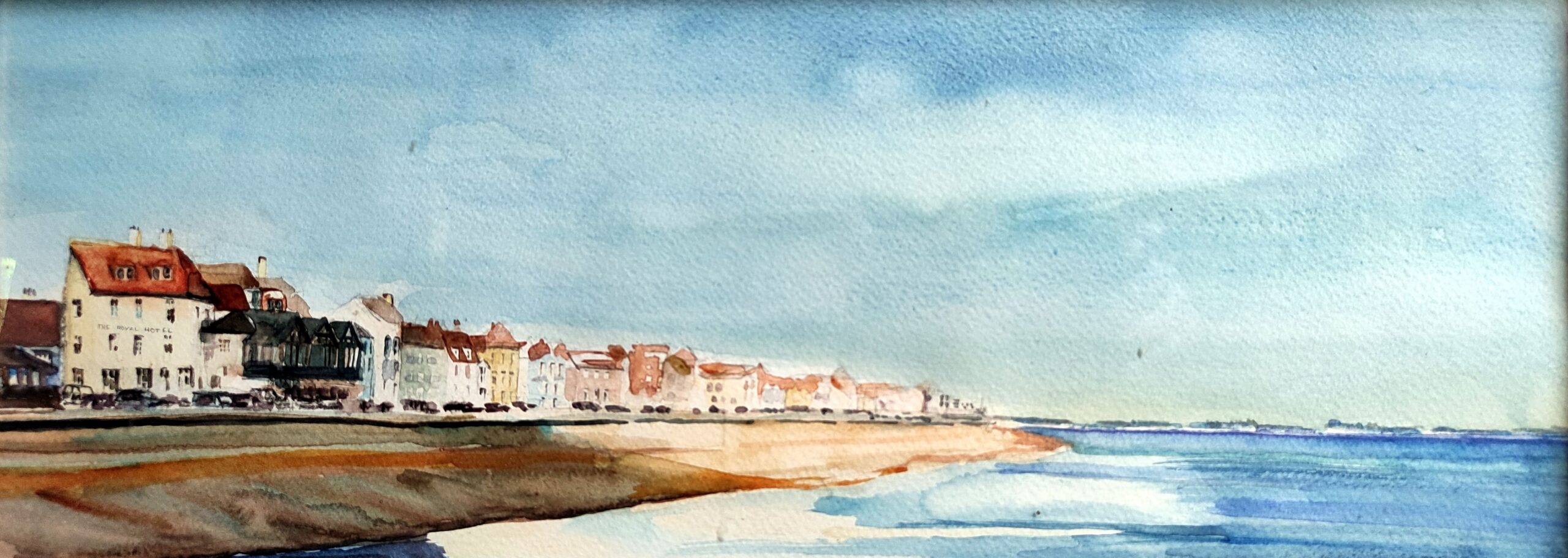 Aquarelle originale paysage côtier et océan - Jean Loubat