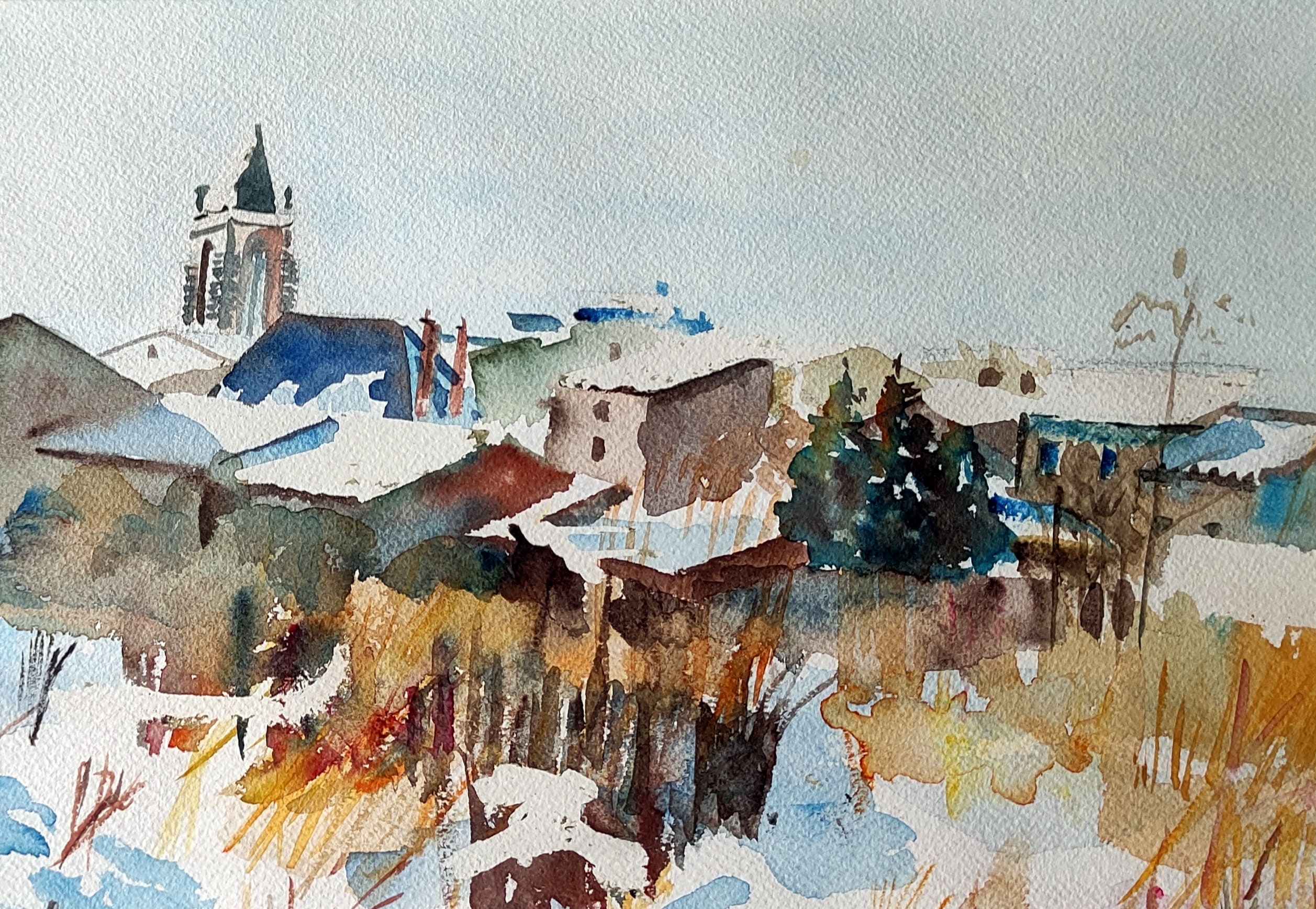 Tableau d'art aquarelle paysage de forêt - Jean Loubat
